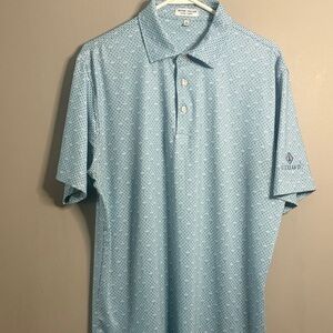 Peter Millar Summer Comfort Blue Cocktail Print Polo Shirt Medium